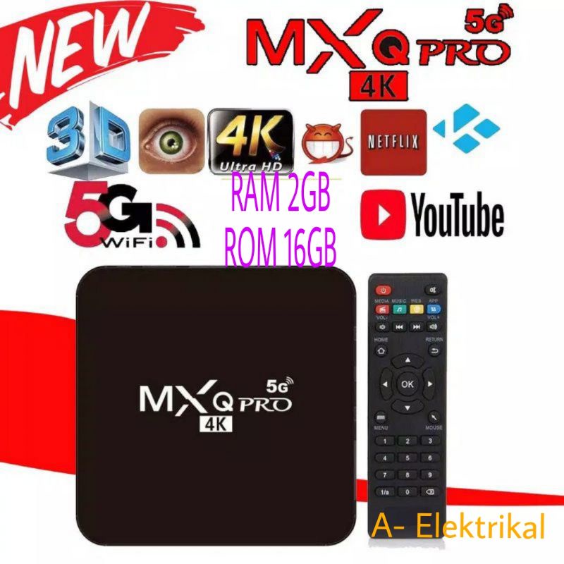 STB / Android Tv Box MXQ Pro 5G Fleco / Smart Tv 4K Ultra HD /Smart Tv Ultra HD MXQ Pro 5G Ram 8Gb Rom 64GB 2/16