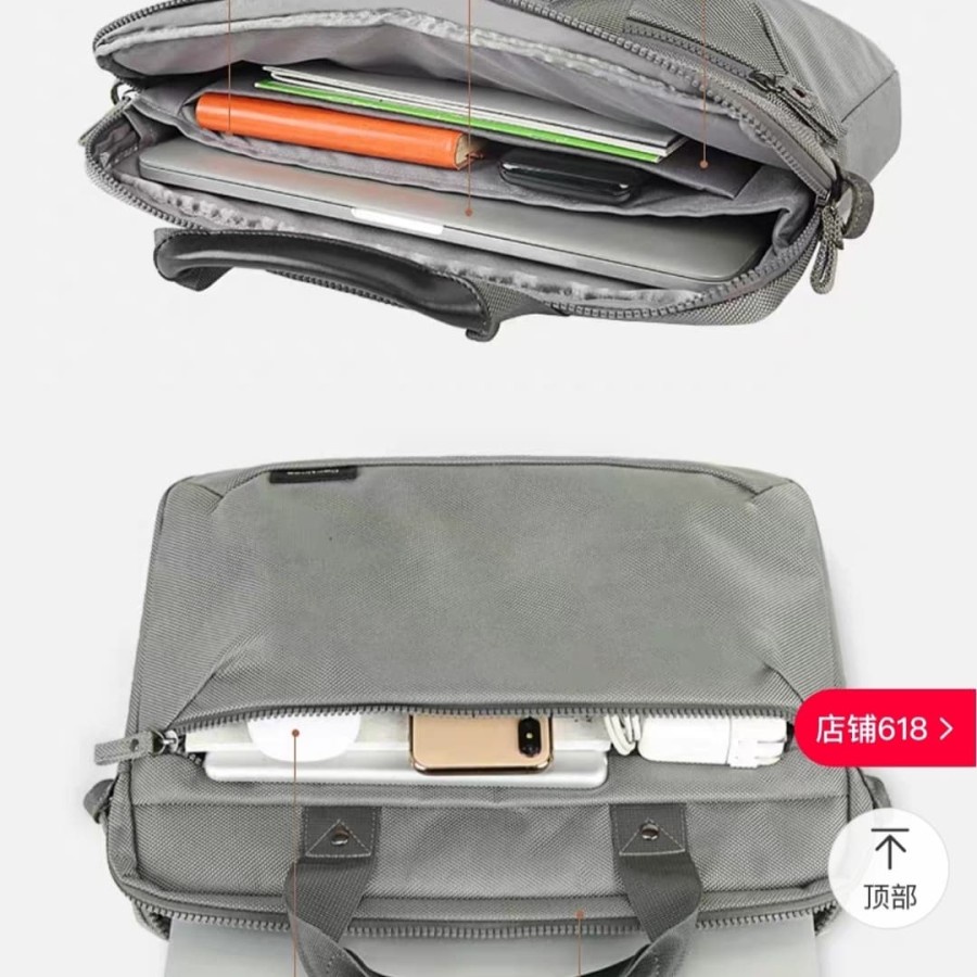 Tas Laptop Selempang Cartinoe Briefcase Grey Series 13 14 15 16 inch