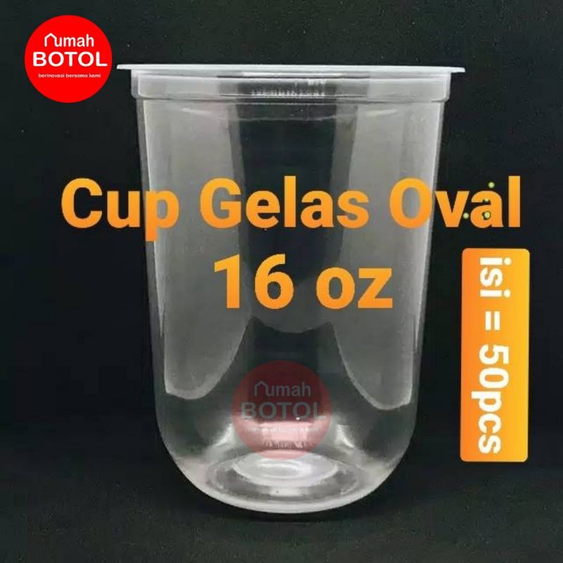 GELAS CUP OVAL&DATAR CUP 16 OZ dan 14 OZ TEBAL 8GR&7GR SAP ISI 50PCS CUP CAFE
