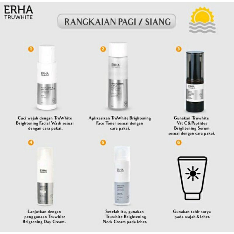 ERHA Truwhite Niacinamide &amp; Starfish Essence Brightening Facial Wash l Day Cream l Night Cream l Serum l Eye Cream l Toner