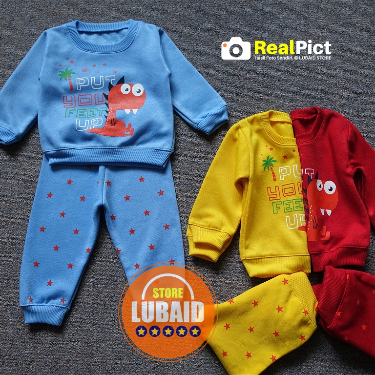 [SJK-RF04] LUBAID STORE, Setelan Sweater Anak 1-2 Tahun, Jaket Bayi RED FOREST Feet Up, Hangat Murah