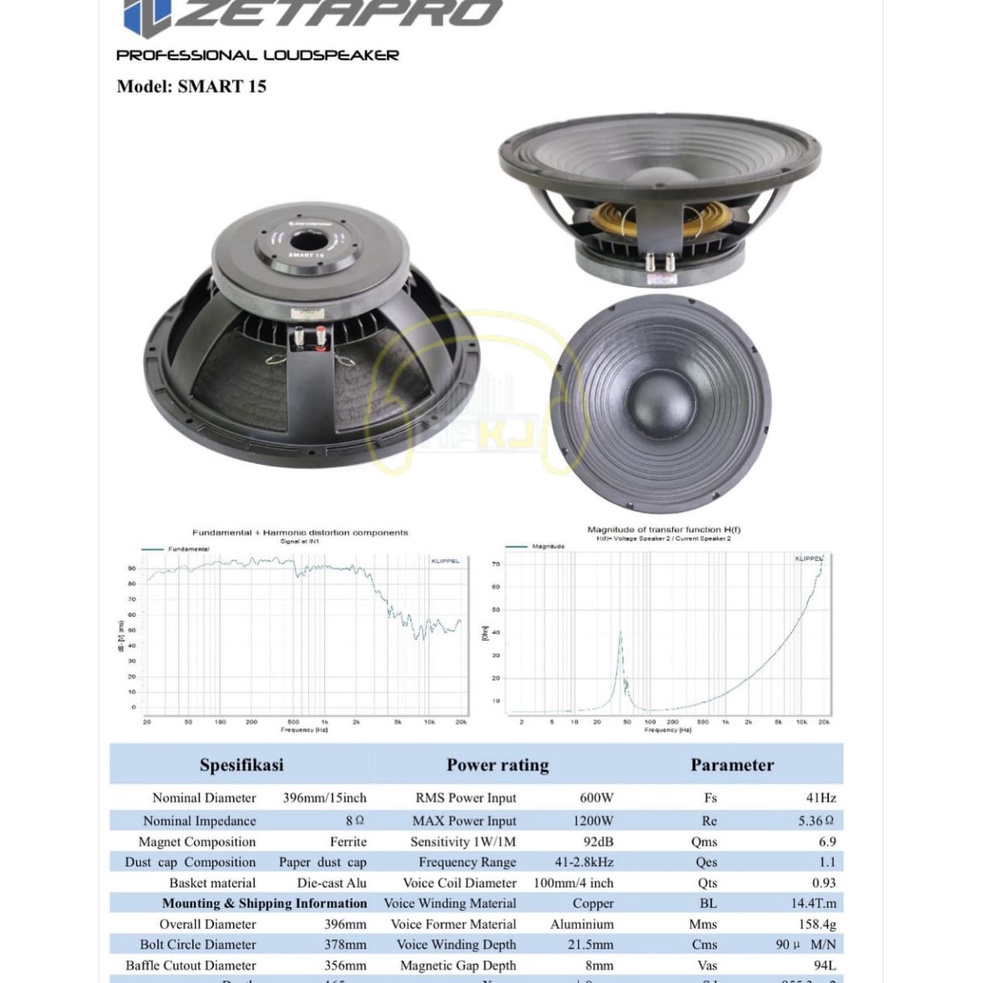 SPEAKER ZETAPRO SMART 15 speker spiker 15inch zetapro smart15