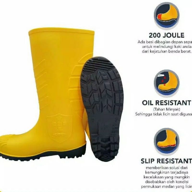 Sepatu Boots Safety PVC Kuning Ujung Besi STRENGHT