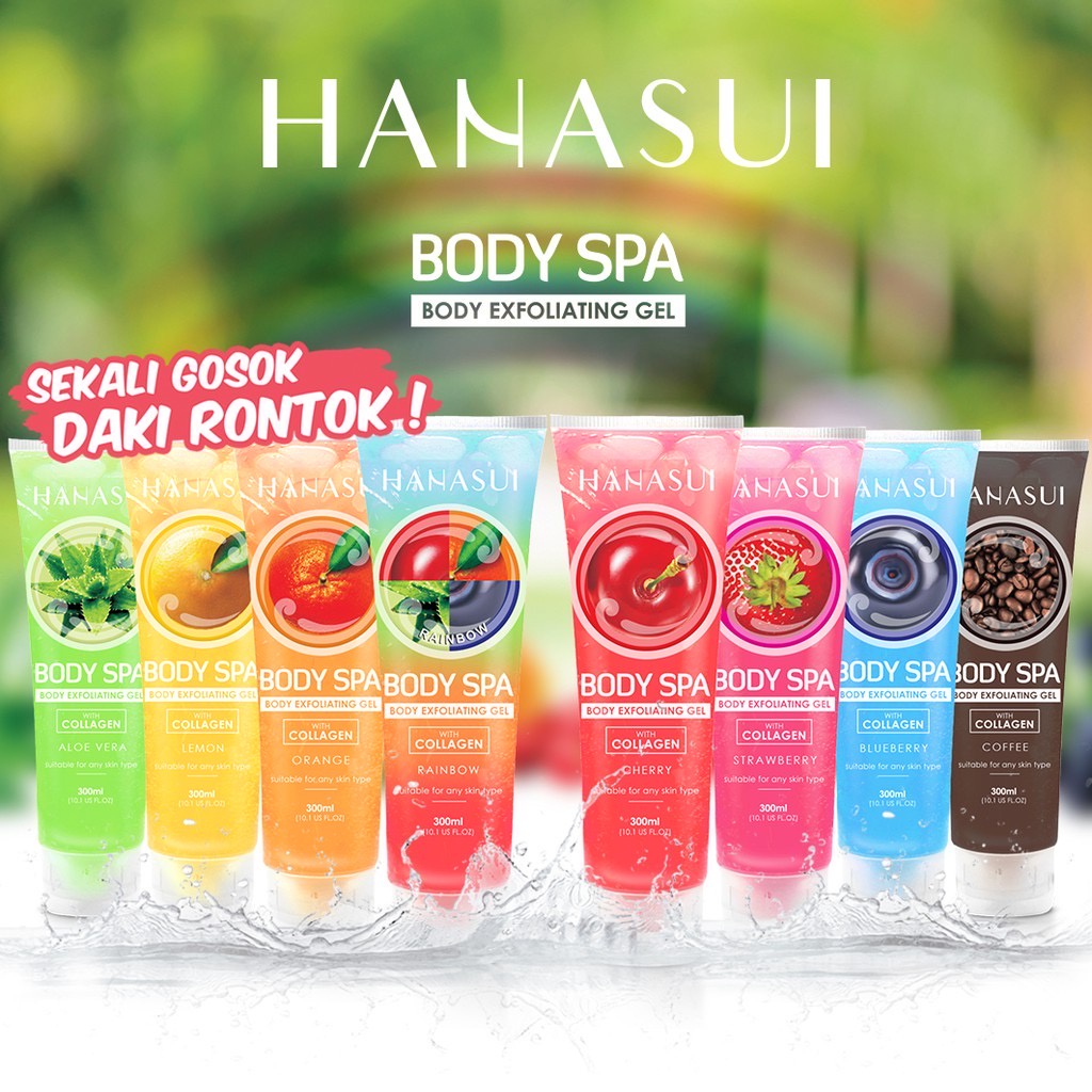 HANASUI Body Care Indonesia / Skincare Spa Scrub Hand Lotion Hair Soap Perfume / Cleanser Toner Essence Mist Serum Day Night Eye Cream Sunscreen Spot Gel Mask / Acne Flawless Glow Power Men Collagen Lipstik Lip Tint Stain / Make Up Paket Set Face Wajah