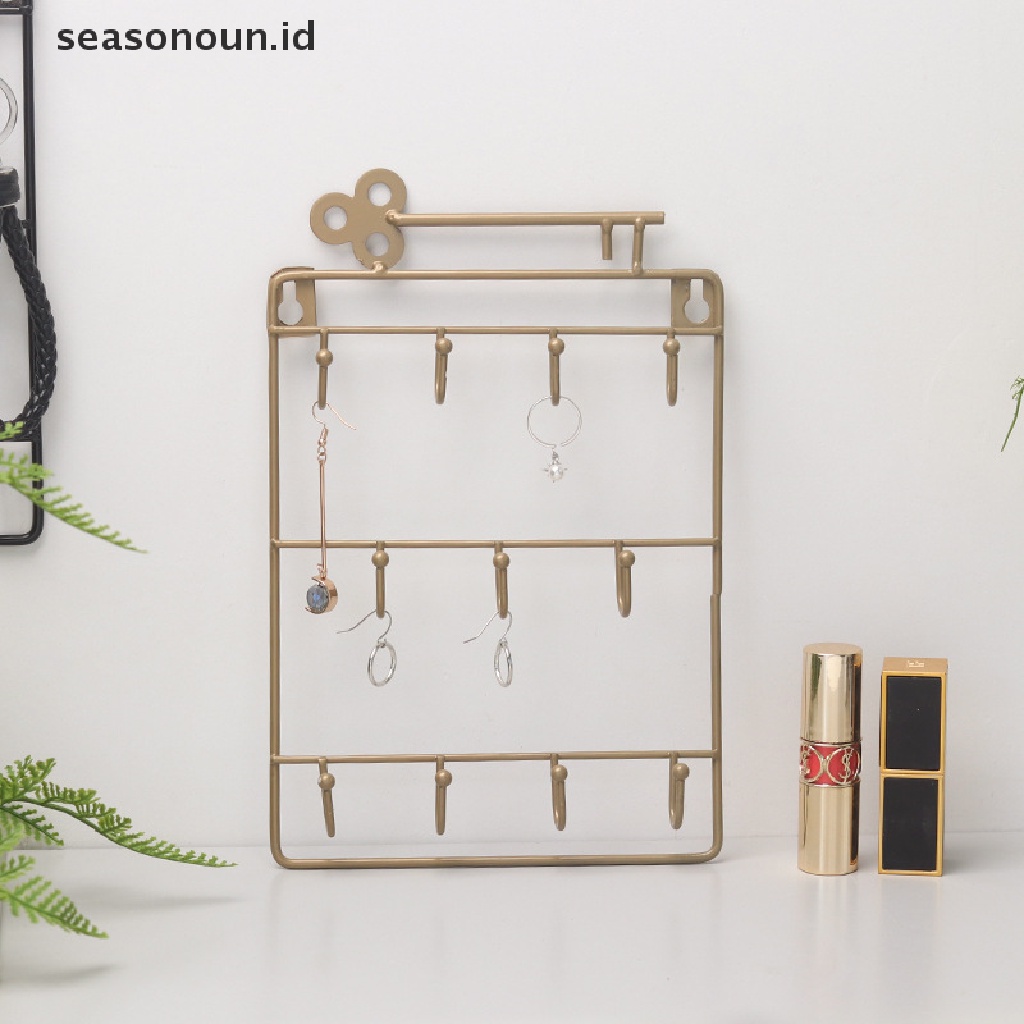 (seasonoun) Rak Organizer Gantung Dinding Holder Kunci / Perhiasan Dengan Kait