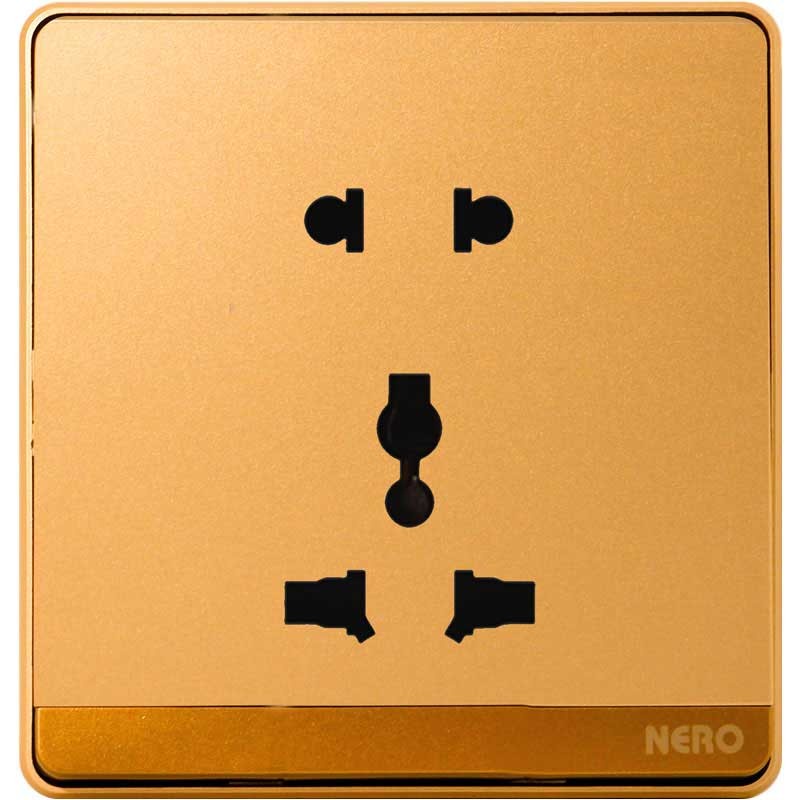 NERO Stop Kontak Universal DECORA Gold Tanam Stopkontak Internasional