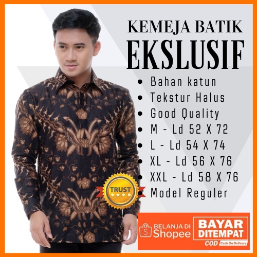 Atasan Batik Pria Modern Batik Sofia Kemeja Batik Pria Lengan Panjang Termurah Ukuran M L XL XXL