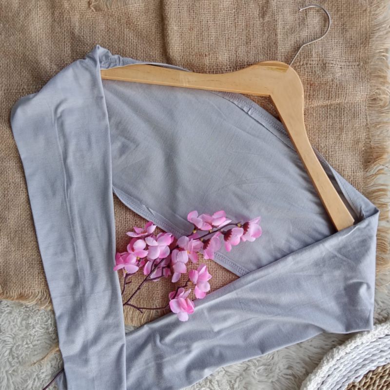 MANSET TANGAN SAMBUNG BOLERO PREMIUM KAOS RAYON STANDAR JUMBO-Light grey