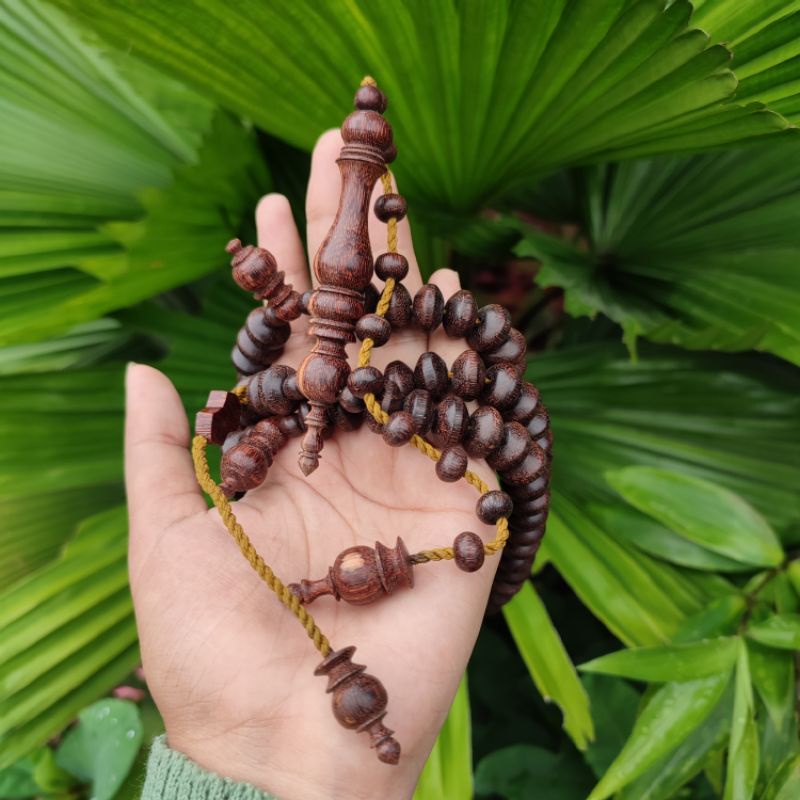 Tasbih Galih Asem Motif Pipih 99 Butir Size 8mmx13mm