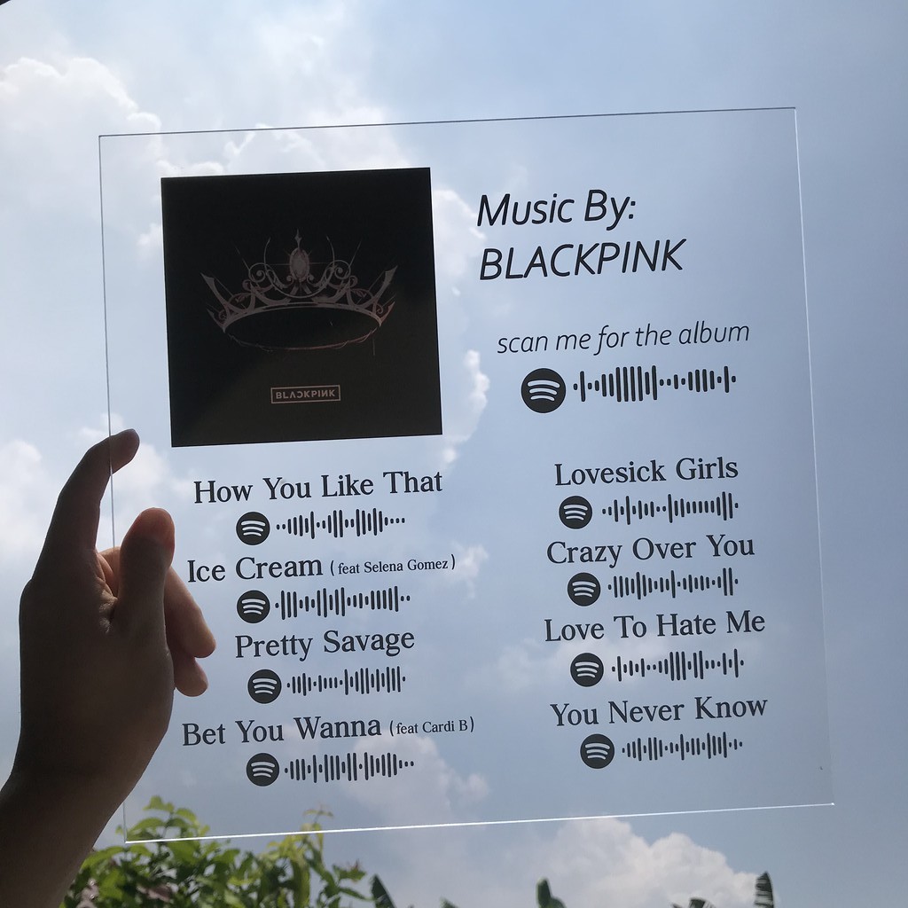 

SPOTIFY ACRYLIC ALBUM (30 x 30) / SPOTIFY ACRYLIC SONGS / CUSTOM SPOTIFY ACRYLIC