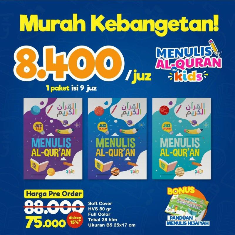 Buku Menulis Alquran Kids 9 Juz