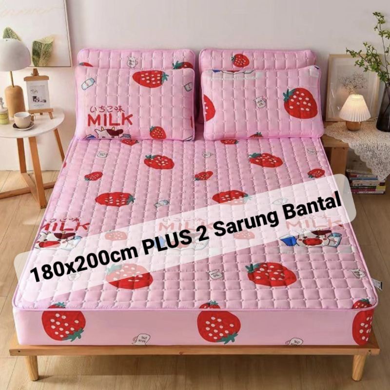 Sprei Waterproof anti air ompol Ukuran 180 x 200 cm dengan 2 Sarung Bantal