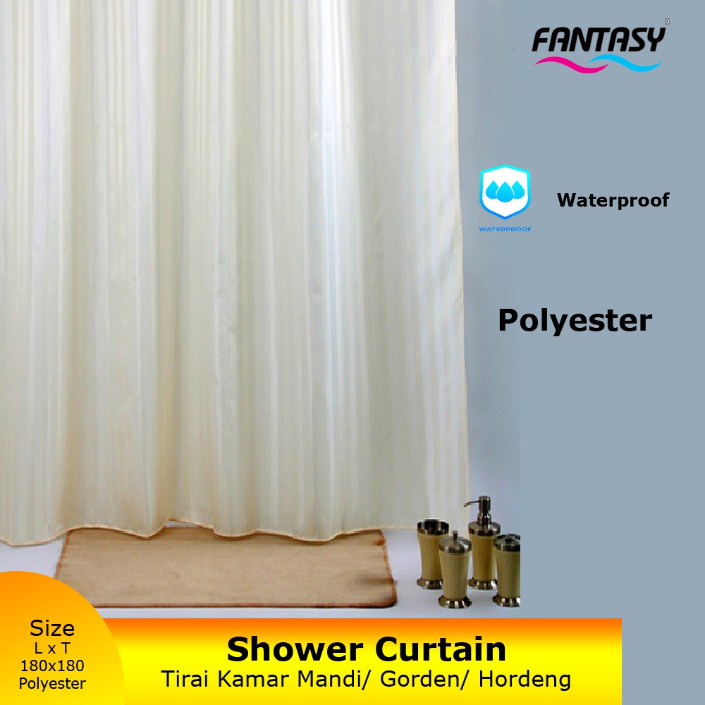 Fantasy Tirai Kamar Mandi Gorden Kamar Mandi Shower Curtain Ivory Uk 180 X 180 Cm Polyester Shopee Indonesia