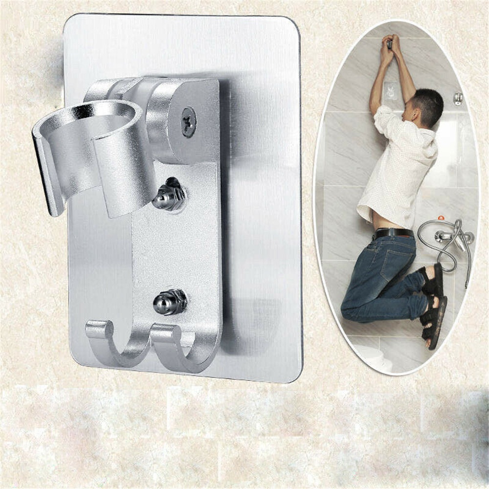 【COD Tangding】Universal Aluminum Shower Bracket Head Holder Chrome Bathroom Wall Mount Adjustable Bracket Stand