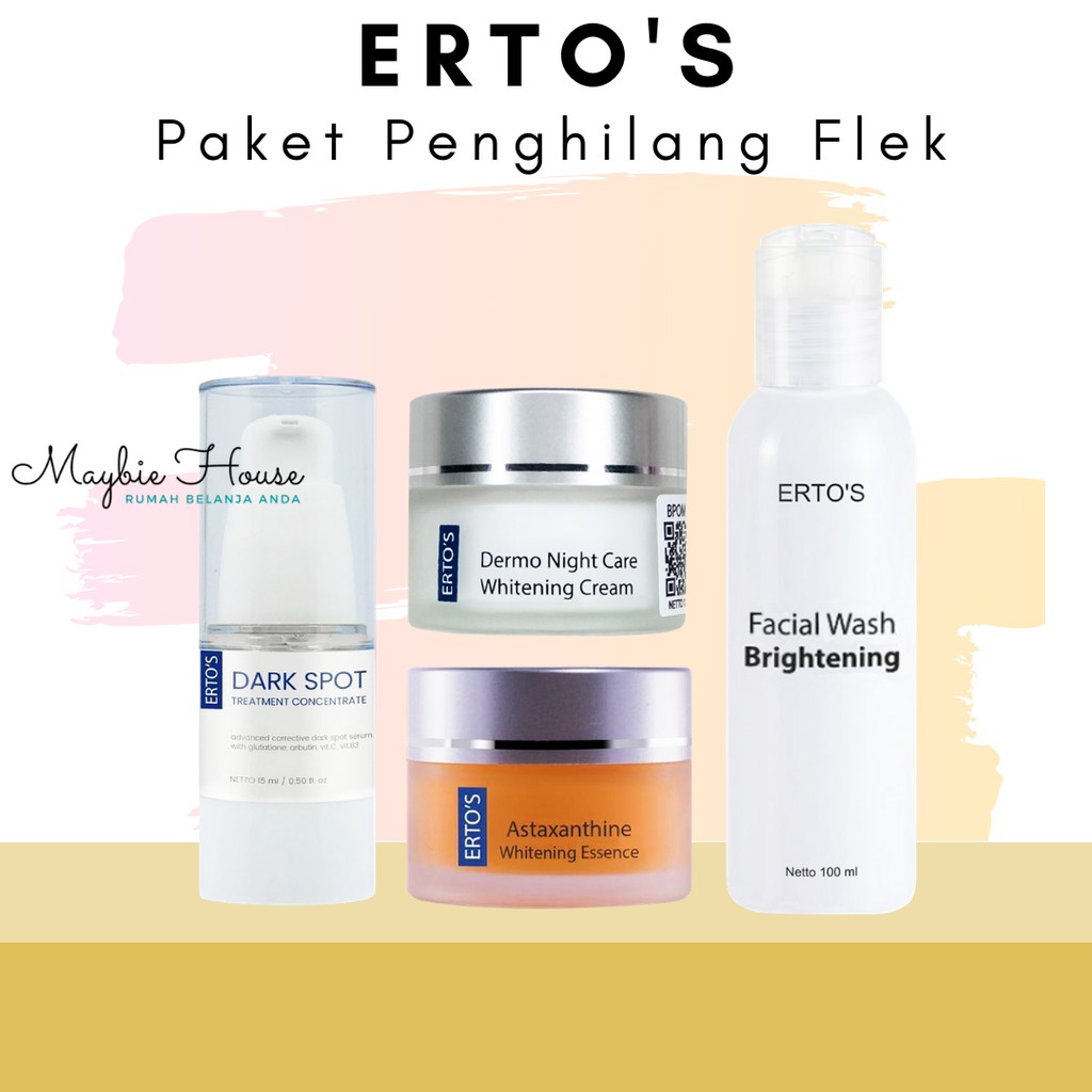 Ertos Paket Flek Hitam - Paket Ertos Penghilang Flek dan Bekas Jerawat 4in1 Original BPOM
