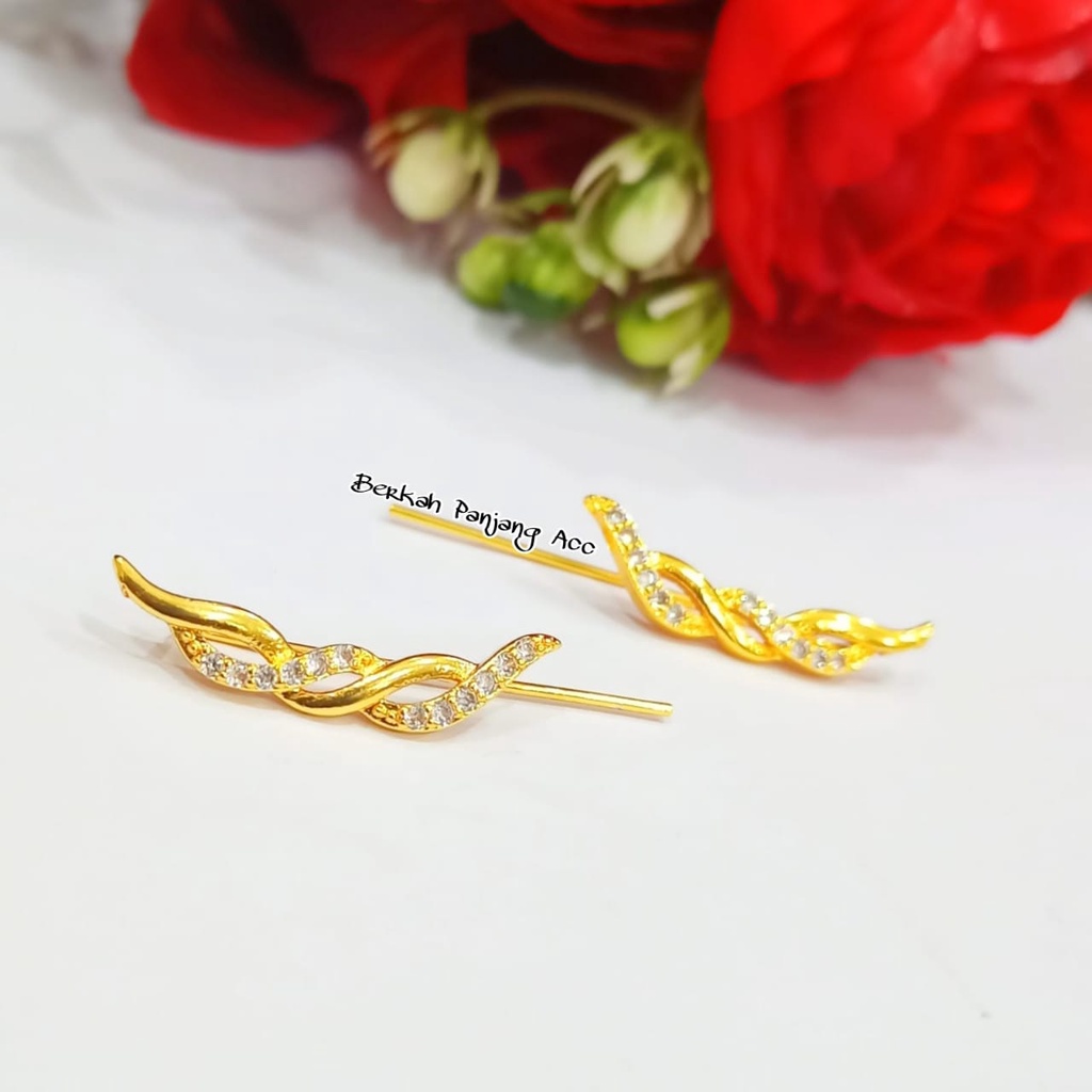 ANTING JALAR PERMATA MOTIF LOGAM emas18k Anti Karat