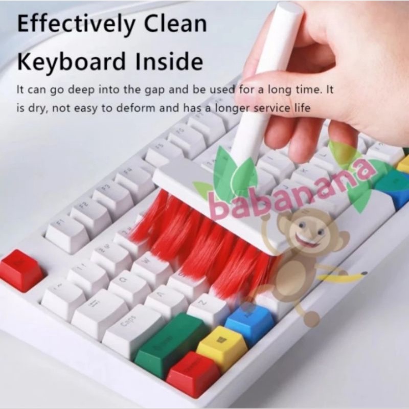 Sikat keyboard putih merah cleaning set kit mechanical puller brush