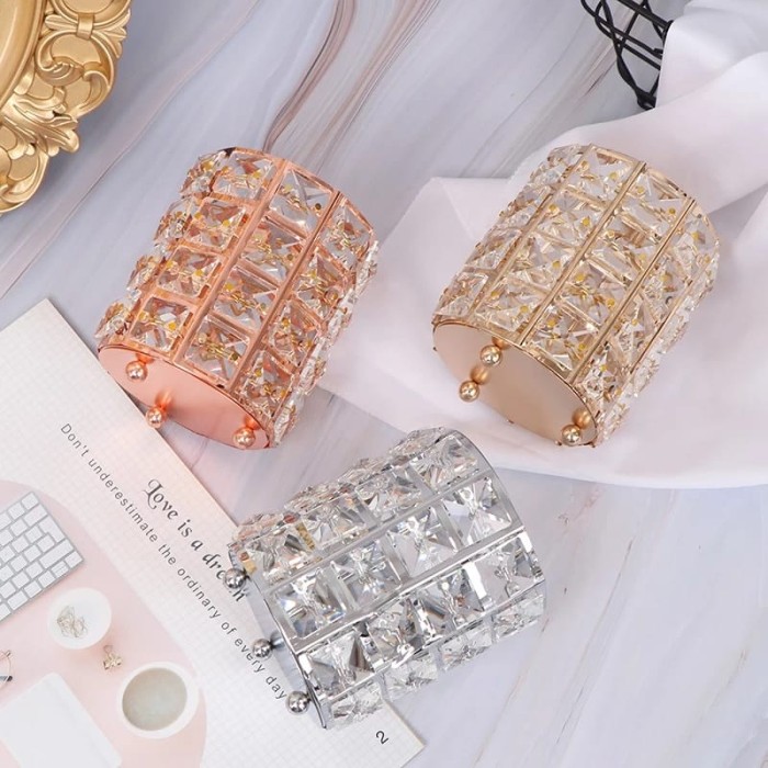 Triple W Crystal Gold Brush Holder Tempat Kuas Makeup Organizer