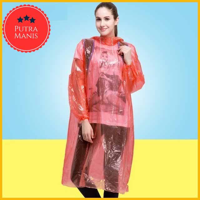 Jas Hujan Plastik mantol matol baju Poncho Lengan Panjang Emergency Raincoat Raider