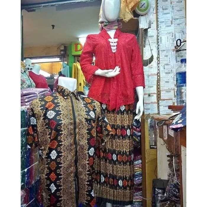 couple floy brukat set dan kemeja batik lengan pendek terbaru new fashion