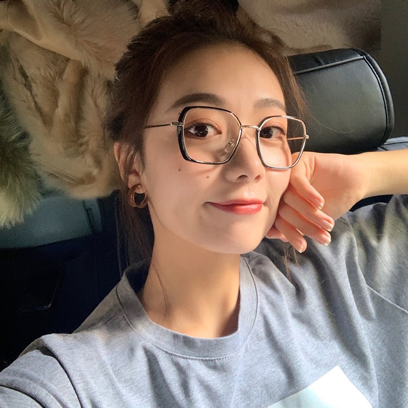 （YUZHU）COD INS Fashion Style Oversized Clear Frame Kacamata Kacamata Anti Radiasi