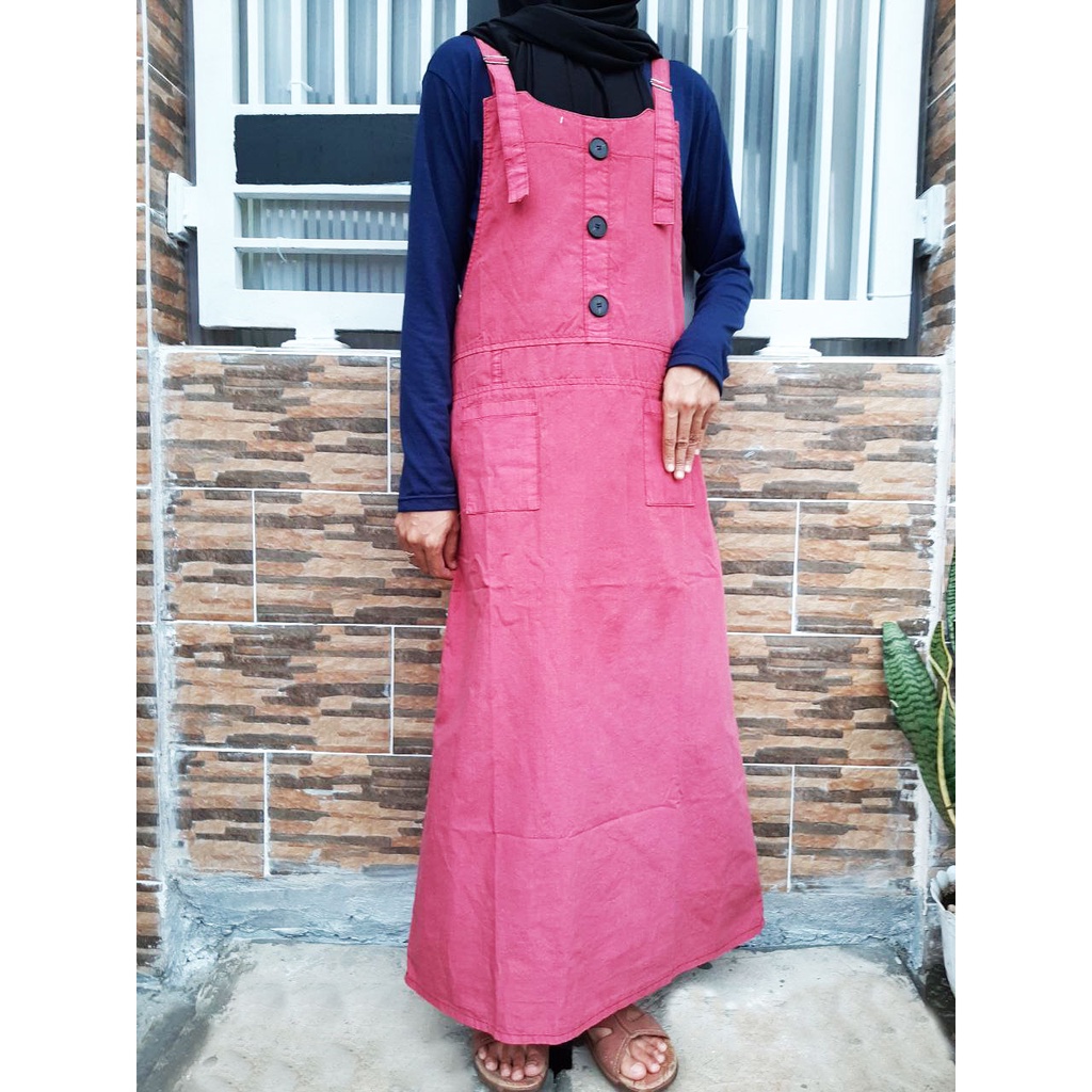 Overall Jeans Wanita Dress Denim Jeans Washed