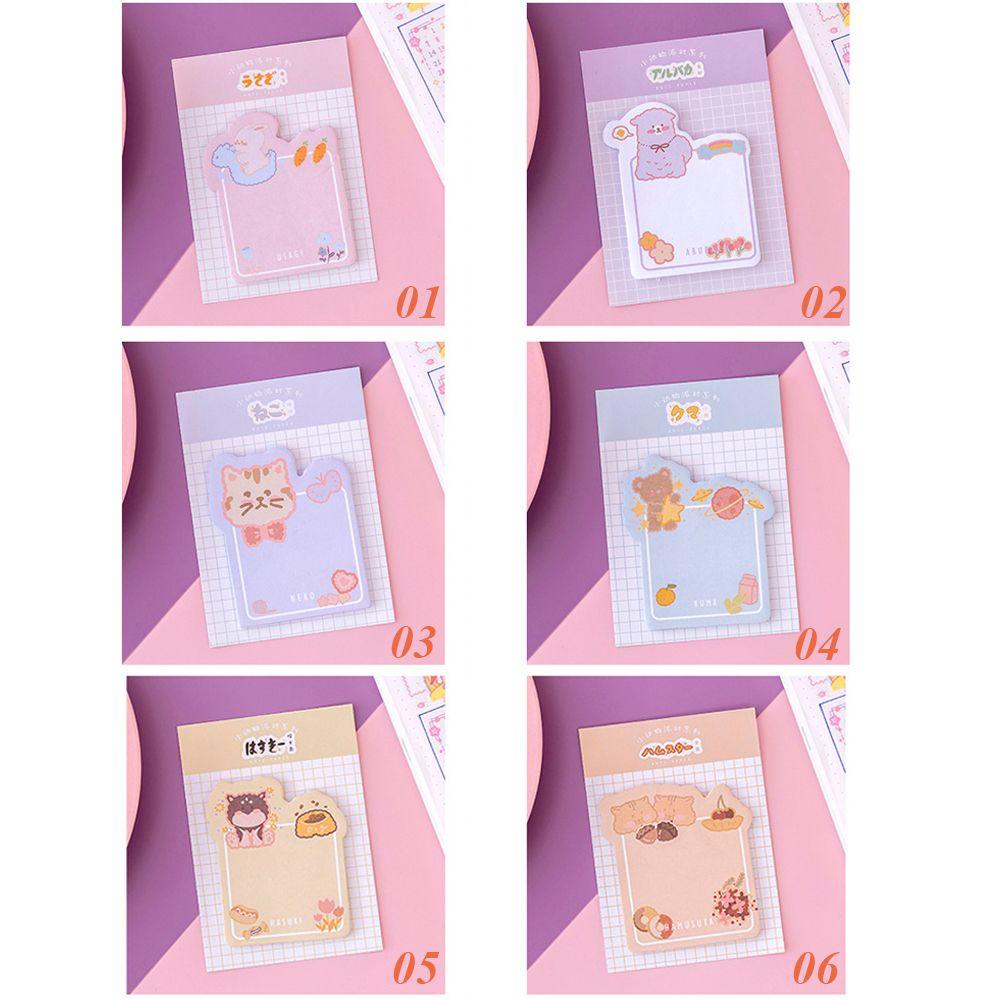 Lanfy Kawaii Sticky Notes Kartun Beruang Scrapbook Kertas Tulisan Kucing Self Adhesive Massage Note