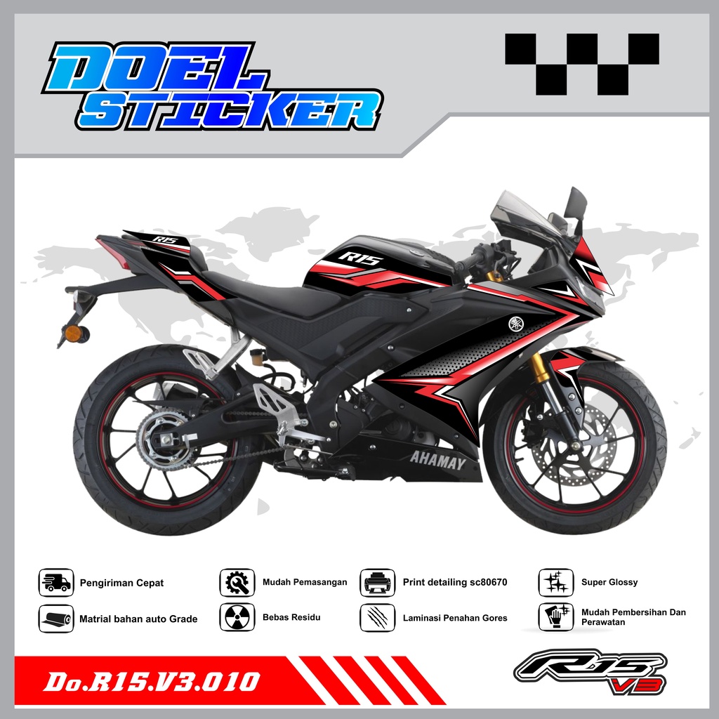 STICKER STRIPING R15 V3 - STICKER STRIPING SEMI FULL LIST VARIASI HOLOGRAM , CROME R15 V3 DOEL 010