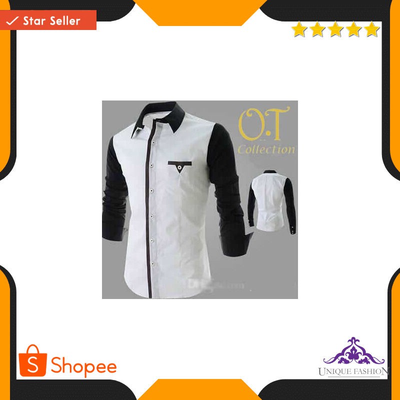 Sale Kemeja Pria Putih Combi Warna Hitam N355 Executive White