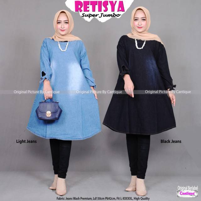 retisya tunik jeans jumbo LD . 130  by cantique