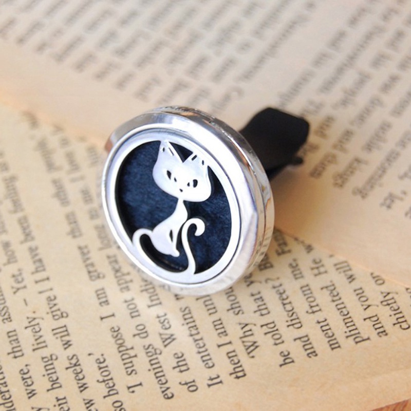 Diffuser Aromaterapi Essential Oil Bahan Stainless Steel Untuk Ventilasi Ac Mobil-cute cat