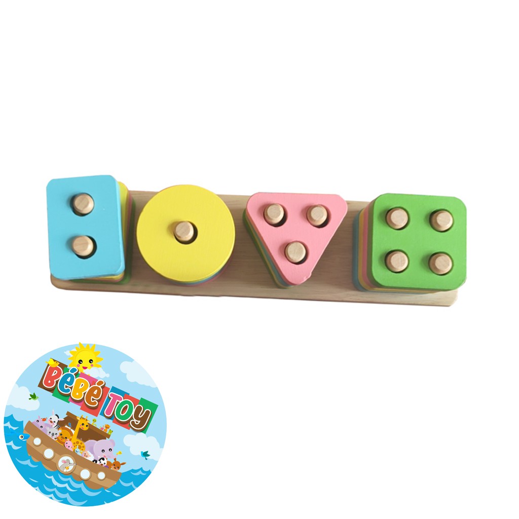 4 Set Shape Sorter Wooden Toy