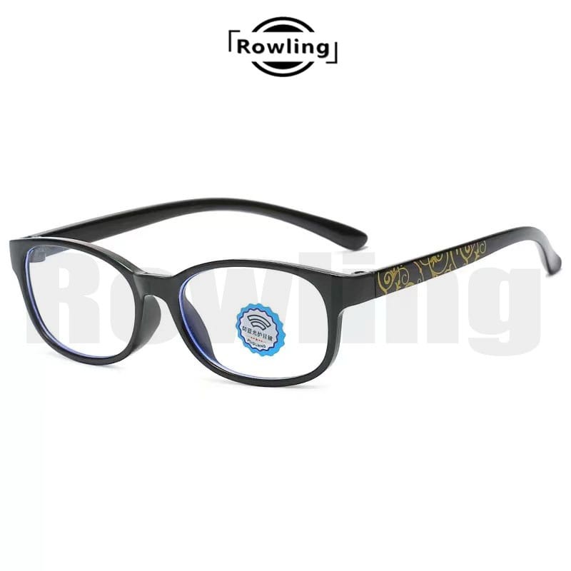 (Rowling)Kacamata Anak NewTrend/Fashion Anak Unisex Terbaru anti radiasi  Blue Light High Quality Import-Ka-92 Hitam