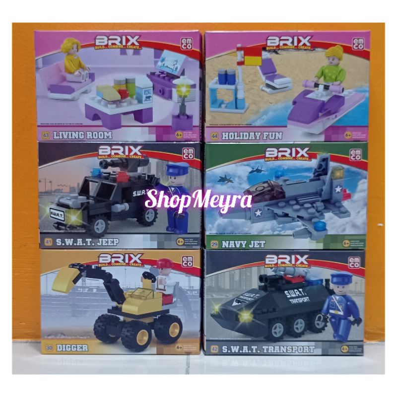 EMCO Brix Small Blocks SWAT Jeep / SWAT Transport / Living Room / Holiday Fun / Navy Jet / Digger