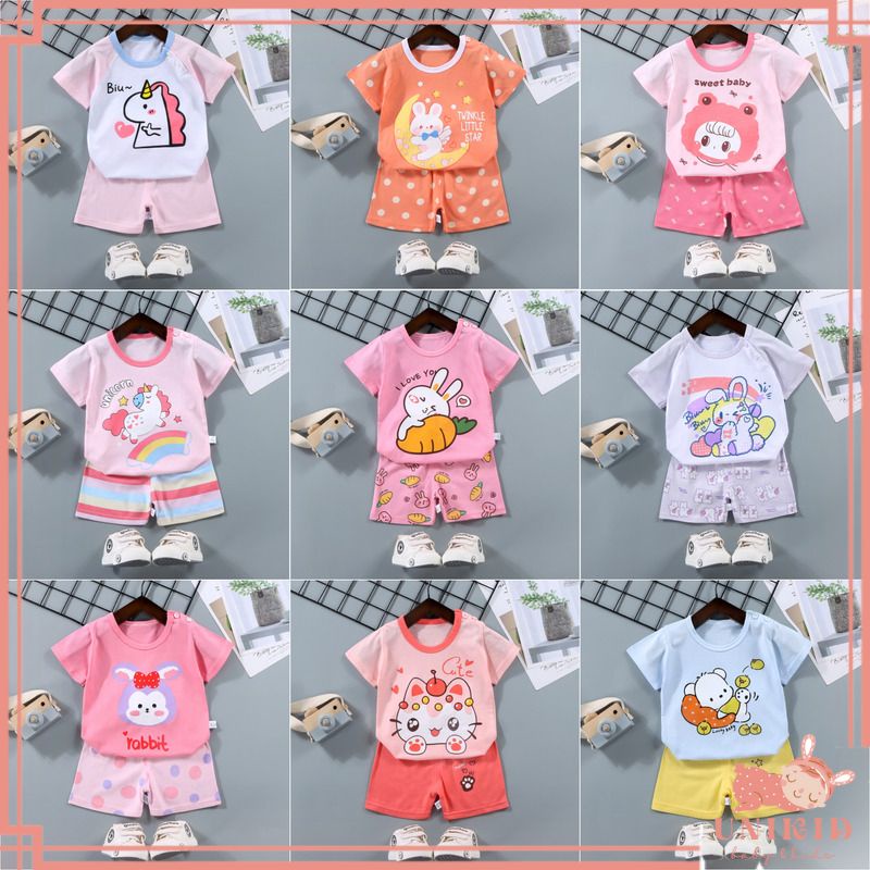 UNIKID BAJU ANAK PEREMPUAN 1SET BAJU BAYI PEREMPUAN STELAN BAYI IMPORT SETELAN ANAK BAYI MOTIF KARAKTER PIYAMA ANAK BAYI