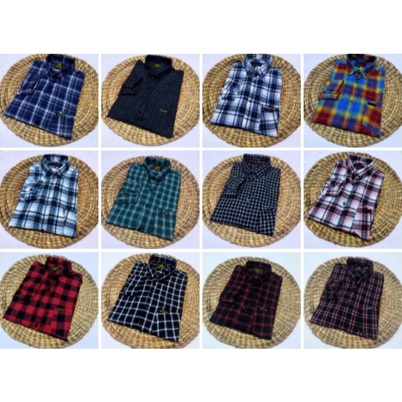 Kemeja Flanel Wanita Flanel Wanita Casual Lengan Panjang  Atasan Wanita  Kemeja Wanita-Random