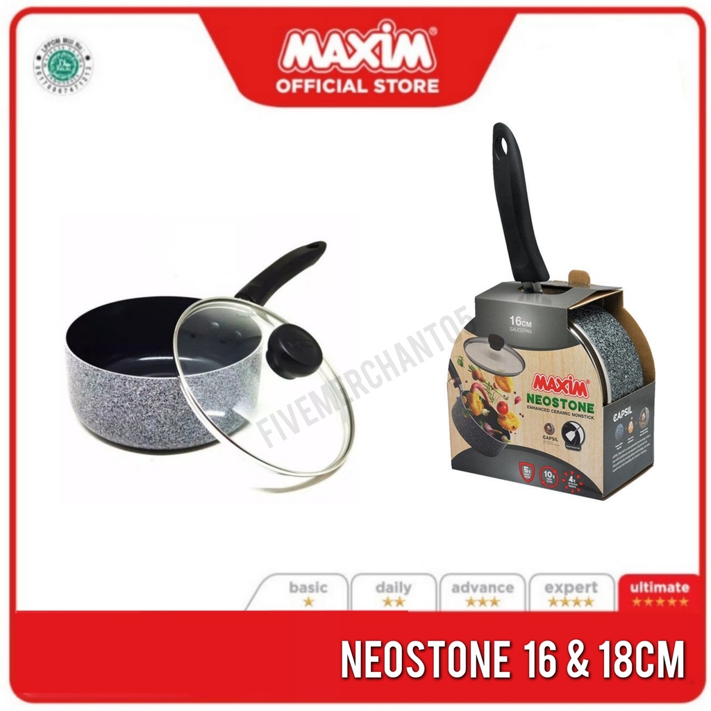 Sauce Pan Maxim Neostone 18 16cm Panci Saus Marble Ceramic Ant Lengket Panci Keramik Anti Lengket Maxim 18 cm 16 cm