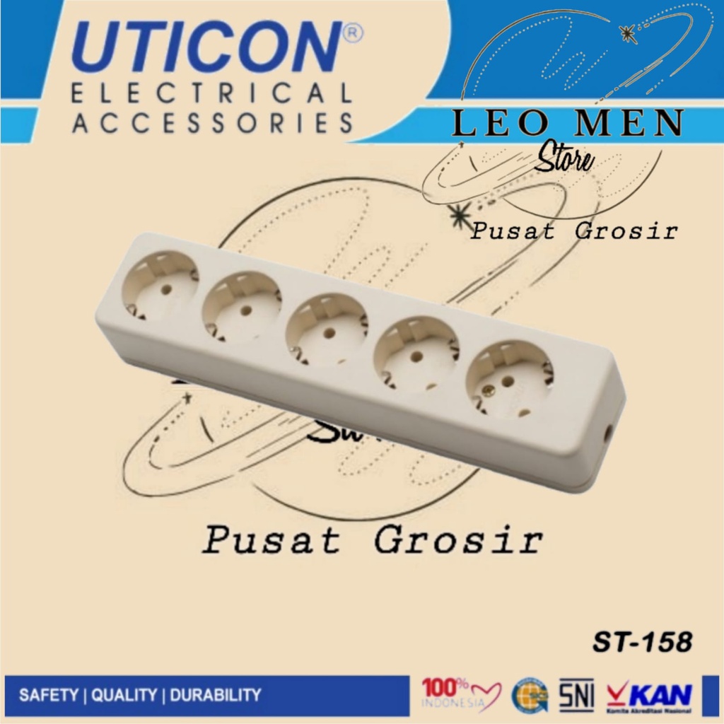 Stop Kontak UTICON 5 LUBANG~Stop Kontak ARDE UTICON 5 LUBANG~UTICON~ST-158~CREAM`SNI