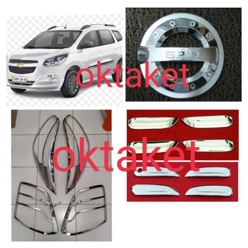 paket lengkap Chevrolet Spin chrome  outer handle tank cover garnish depan belakang