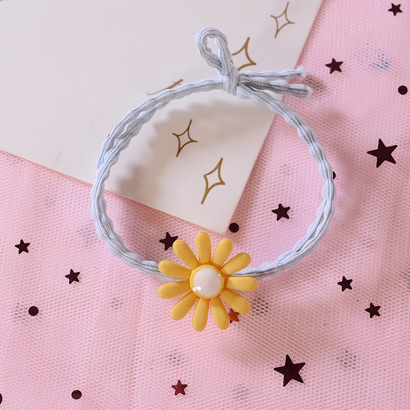 OVERFLOWS.ID Tali Rambut Bunga Ala Korea Kuncir Ikat Rambut Daisy Import-Tali CURLY Biru