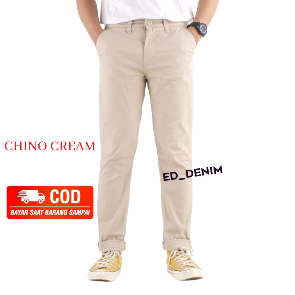 Celana Chino Panjang Pria Slim Fit Katun Strecth  Premium Celana Cowok