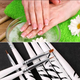 Bisa COD Alat Kecantikan Brush Kutek Kuku Zebra Nail Art 8 PCS - White