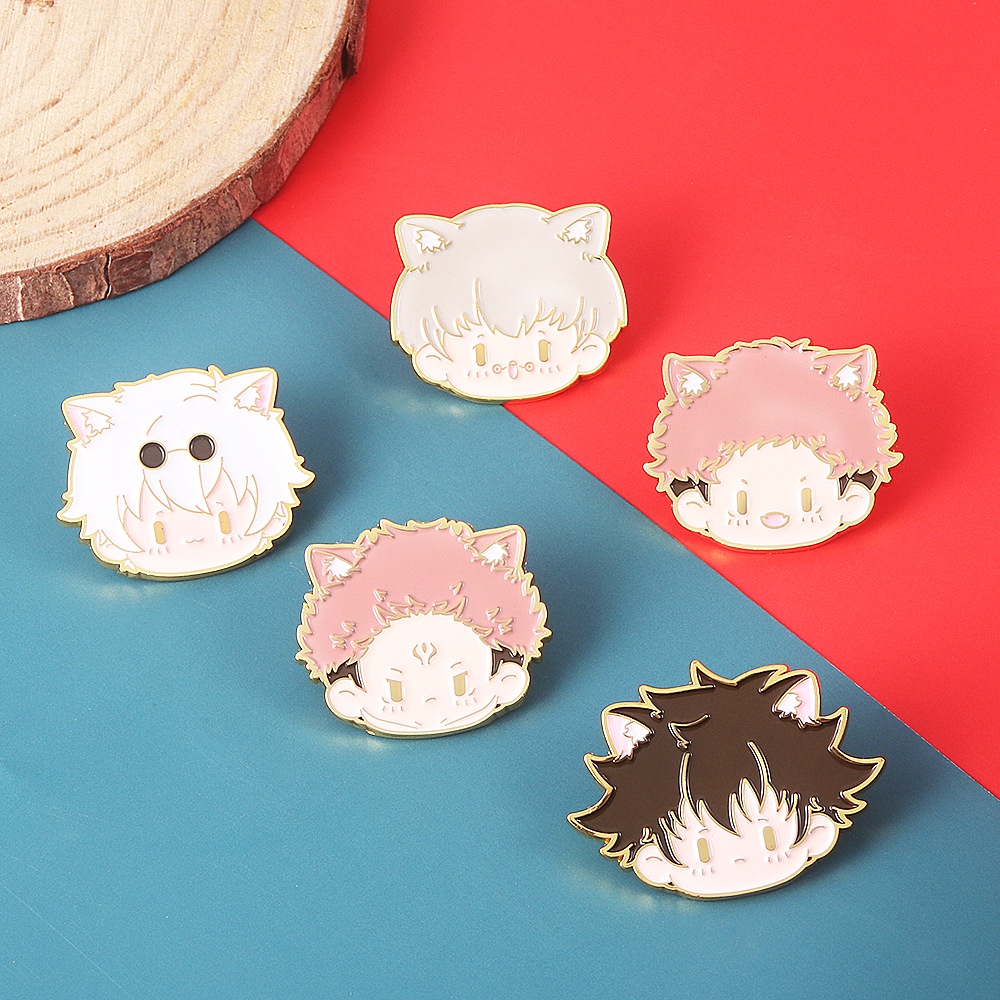 Bros Pin Enamel Desain Kartun Anime Gojo Satoru Fushiguro Megumi Itadori Yuji Untuk Hadiah