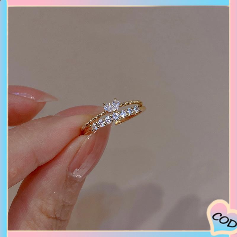 COD❤️ Cincin Jari Telunjuk Cinta Indah Ringan Mewah Kecil Indah untuk Anak Perempuan-A.one