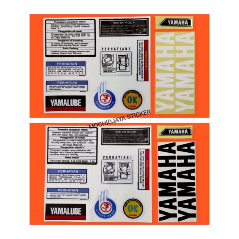 Stiker warning set motor yamaha fiz r vega force 1 penting terbaik