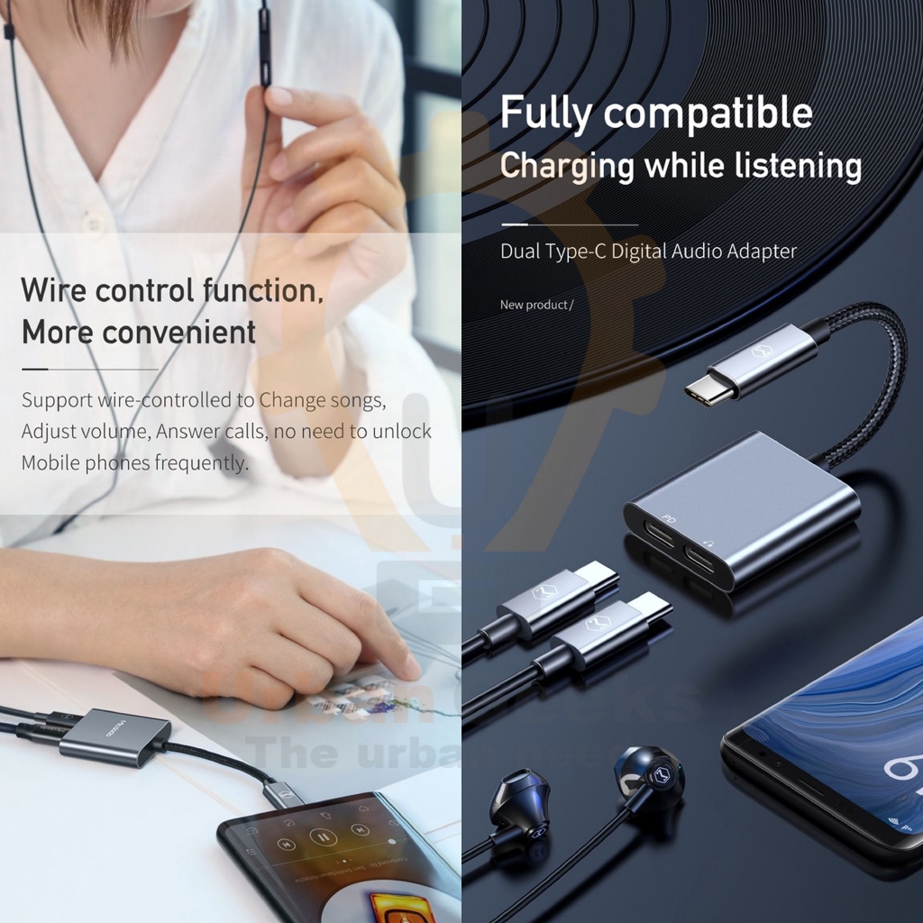 Audio Adaptor Type C to Dual Type C Charging + Audio + Call Mcdodo