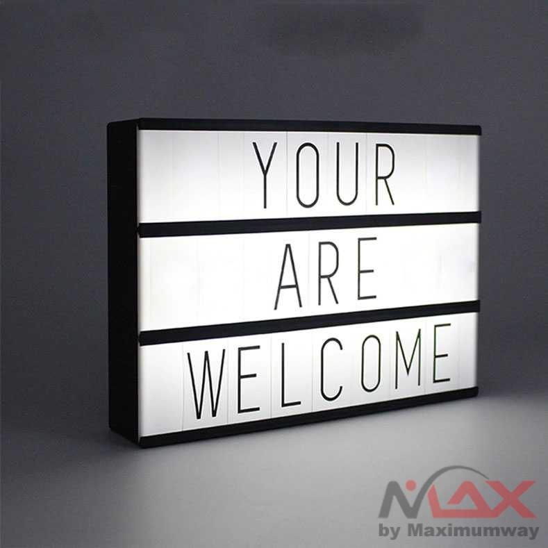 Neon box lampu box Tonewan Lampu LED Cinema Light Decoration Box A6 - N1618 Warna Hitam papan iklan New A4 A6 Size LED Combination Light Box Night Lamp DIY BLACK Letters Cards USB PORT Powered Cinema Light box