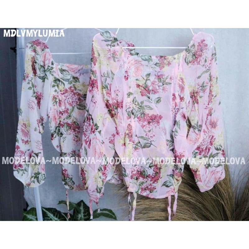 MDLV ~ BM 2189 MYLUMIA ADJUSTABLE DRAWSTRING TOP // ATASAN CHIFFON LENGAN PANJANG // FASHION IMPORT