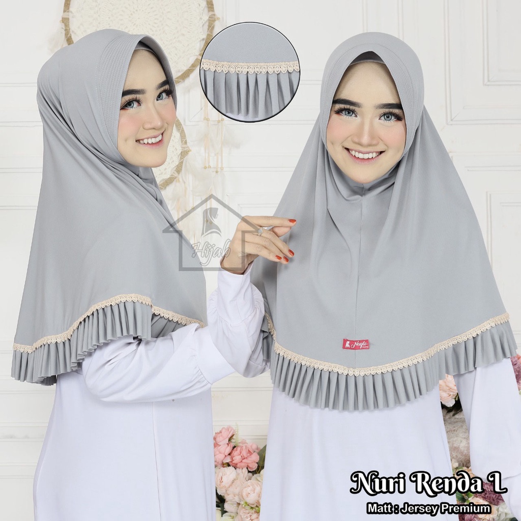 Kerudung Instan Jersey Nuri Renda Import Size L Jilbab Instan Jersey Premium Hijab Bergo Rumah Hija'