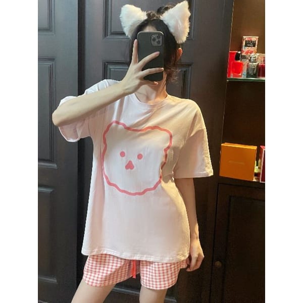 BEFAST - ZEC OOTD Wanita Setelan CUBIE / Set Powell Bear / Set Wanita Baju Pendek+Celana Pendek / Setelan Santai / Setcel Baju Tidur / Set Rumahan / Set Keluaran Terbaru